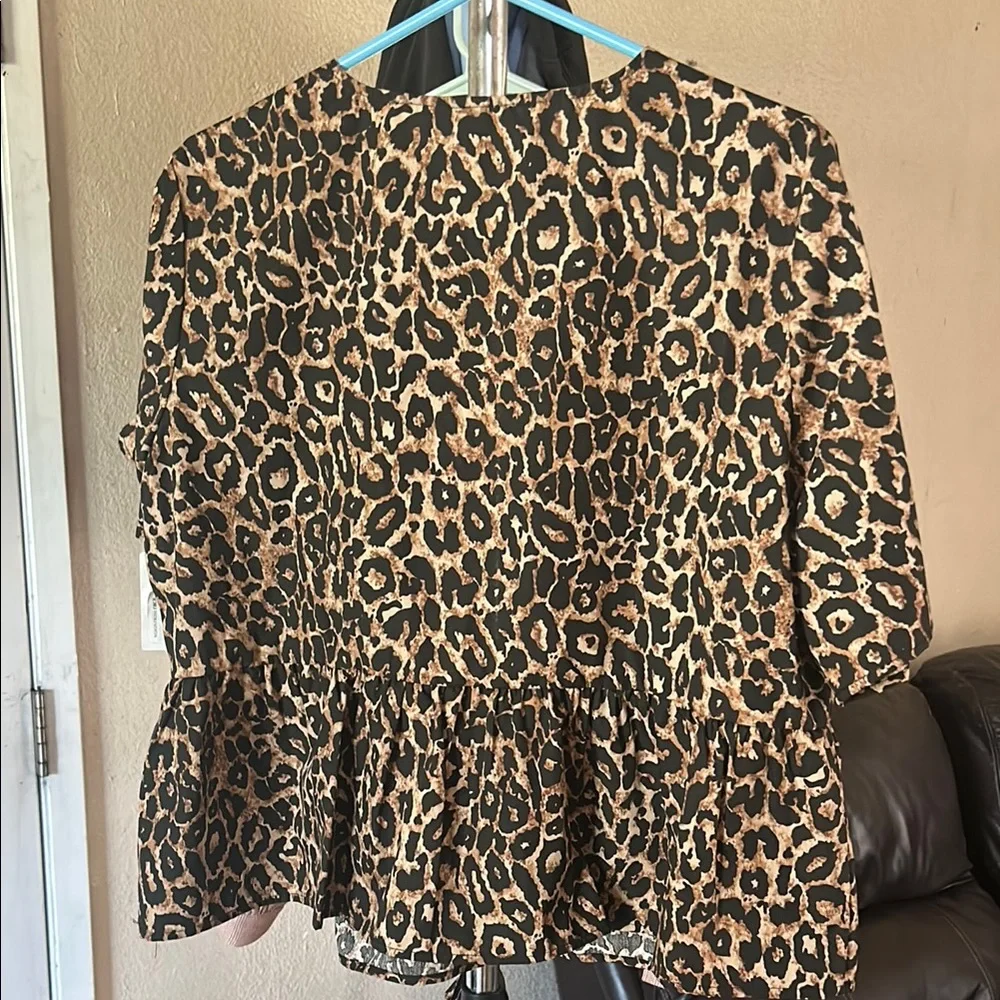 Vero Moda Black and Brown Leopard Print Blouse - Picture 5 of 7